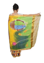 Load image into Gallery viewer, Designer Hand Painted Buddha Motif Kerela Cotton Saree KHP03-Anvi Creations-Kerela Saree