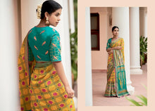Load image into Gallery viewer, Yellow Paithani Weave Printed Saree with embroidered Blouse M044 - Ethnic&#39;s By Anvi Creations
