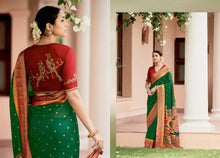 Load image into Gallery viewer, Dark Green Paithani Weave Printed Saree with embroidered Blouse M049 - Ethnic&#39;s By Anvi Creations