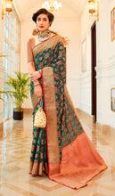 Load image into Gallery viewer, Designer Green Patola Weave Heavy Look Silk Saree KM02 - Ethnic&#39;s By Anvi Creations