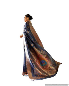 Soft Silk Blue Handloom Saree KS07-Anvi Creations-Silk Saree