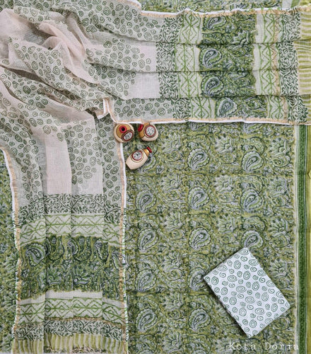 Light Green Block Printed Soft Kota Cotton Suit Dress Material KOTASS20 - Ethnic's By Anvi Creations