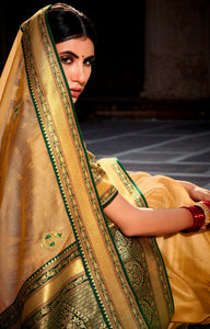 Beige Pure Soft Silk Paithani Saree KS1404 - Ethnic's By Anvi Creations