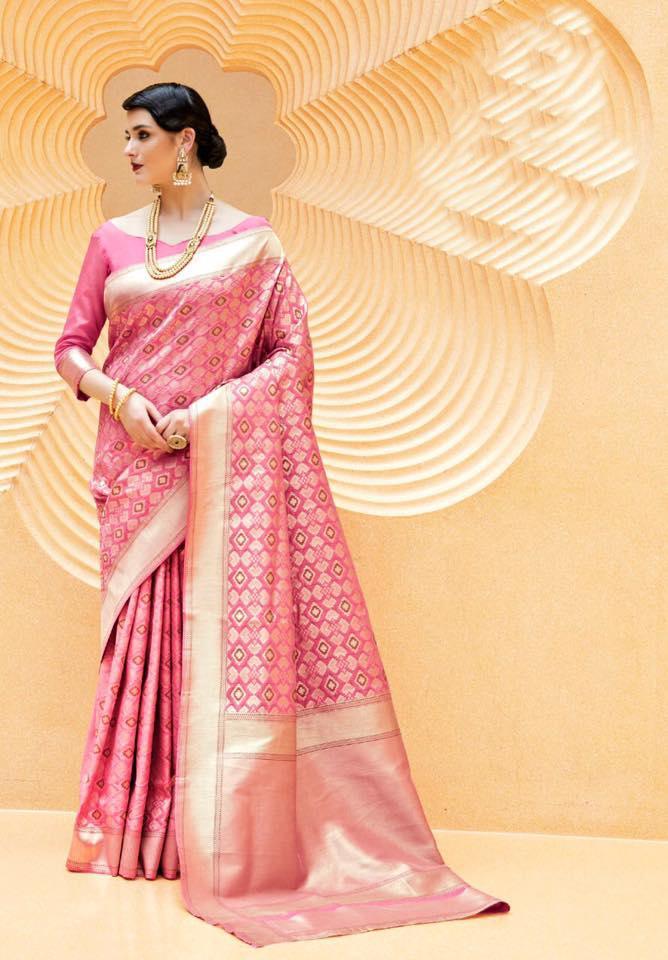 Designer Pink Weaven Silk Saree KL03-Anvi Creations-Weaven Silk Saree