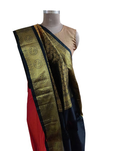 Red Black Border Kanchi Blend Kanjivaram Silk Saree Kanchi01-Anvi Creations-Kanchi Blend Saree,Kanjivaram Saree