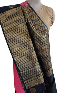 Pink Black Kanchi Blend Kanjivaram Silk Saree Kanchi04-Anvi Creations-Kanchi Blend Saree,Kanjivaram Saree