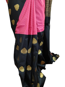 Pink Black Kanchi Blend Kanjivaram Silk Saree Kanchi04-Anvi Creations-Kanchi Blend Saree,Kanjivaram Saree