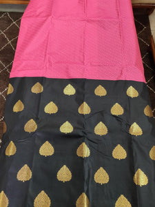 Pink Black Kanchi Blend Kanjivaram Silk Saree Kanchi04-Anvi Creations-Kanchi Blend Saree,Kanjivaram Saree
