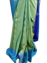 Charger l&#39;image dans la galerie, Light Green Blue Kanchi Blend Kanjivaram Silk Saree Kanchi05-Anvi Creations-Kanchi Blend Saree,Kanjivaram Saree