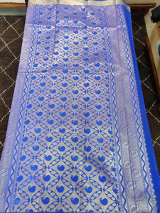 Light Green Blue Kanchi Blend Kanjivaram Silk Saree Kanchi05-Anvi Creations-Kanchi Blend Saree,Kanjivaram Saree