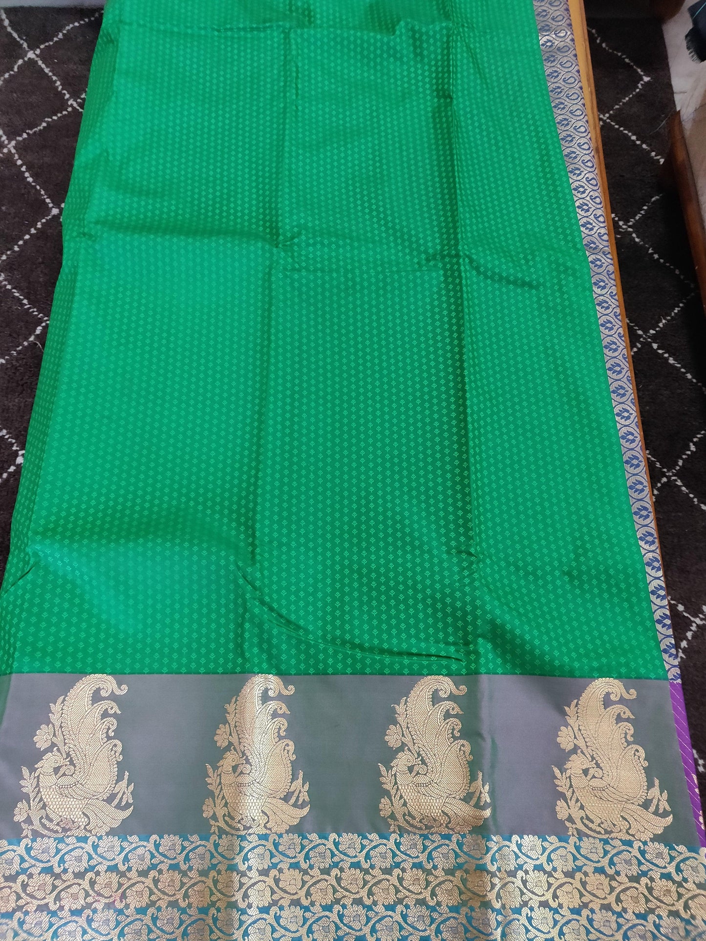 Green Kanchi Blend Kanjivaram Silk Saree Kanchi06-Anvi Creations-Kanchi Blend Saree,Kanjivaram Saree