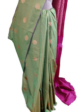 Load image into Gallery viewer, Light Green Kanchi Blend Kanjivaram Silk Saree Kanchi09-Anvi Creations-Kanchi Blend Saree,Kanjivaram Saree