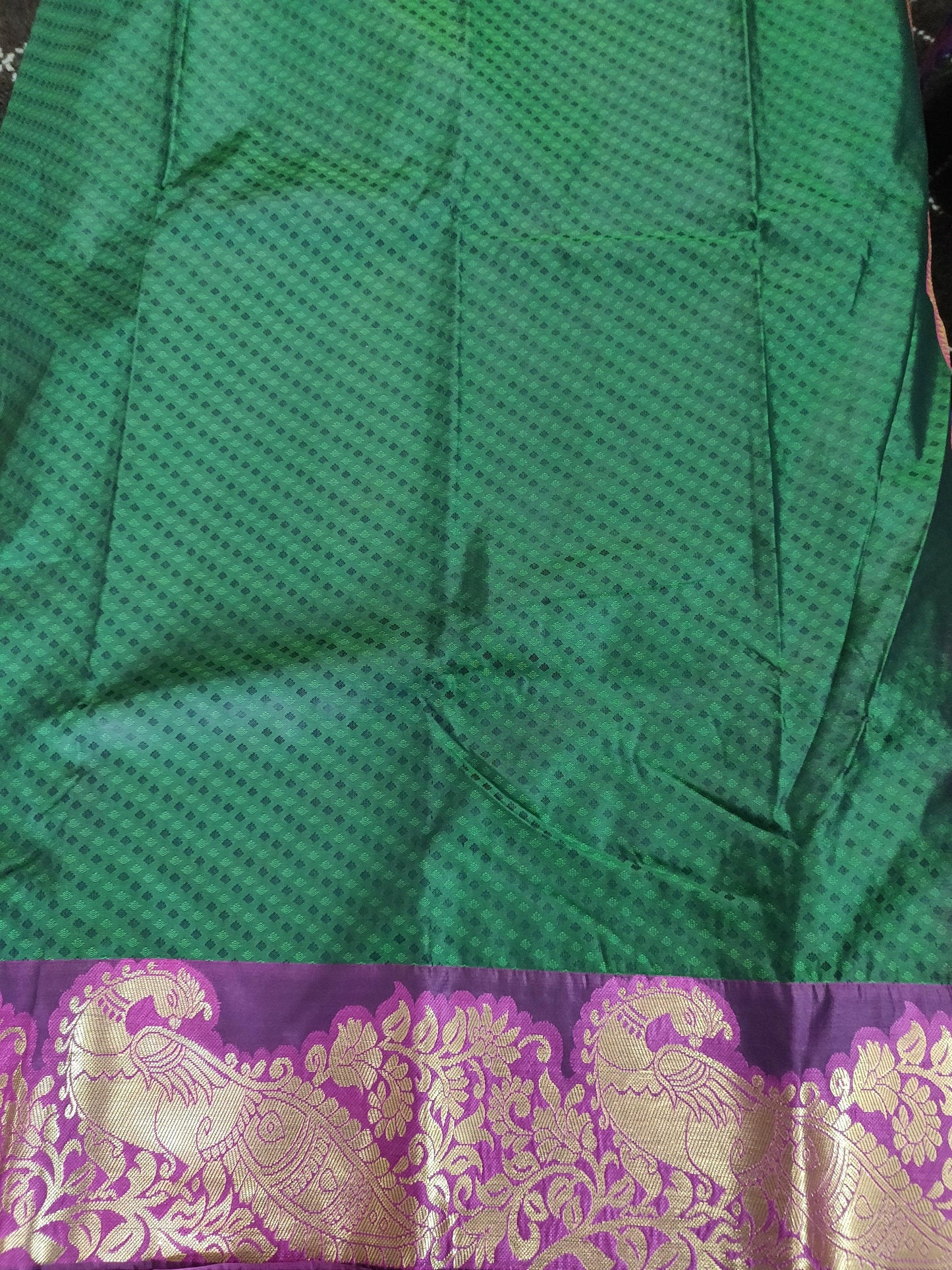 Bottle Green Kanchi Blend Kanjivaram Silk Saree Kanchi10-Anvi Creations-Kanchi Blend Saree,Kanjivaram Saree