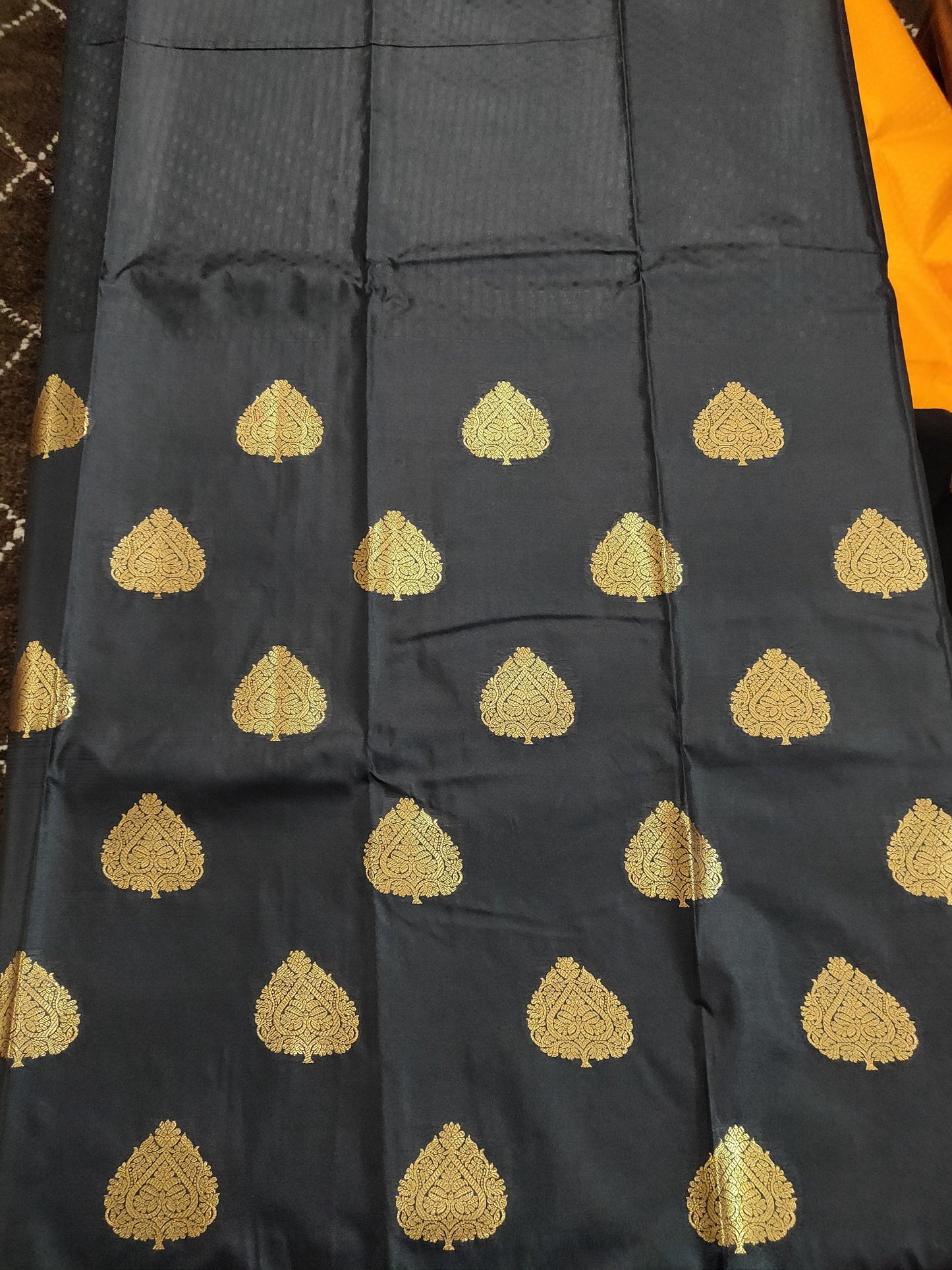 Yellow Black Kanchi Blend Kanjivaram Silk Saree Kanchi11-Anvi Creations-Kanchi Blend Saree,Kanjivaram Saree
