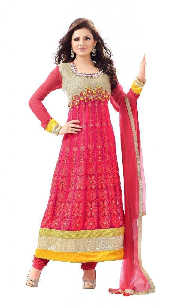 Designer Semi Stitched Pink Anarkali SC48008-Anvi Creations-Salwar Kameez