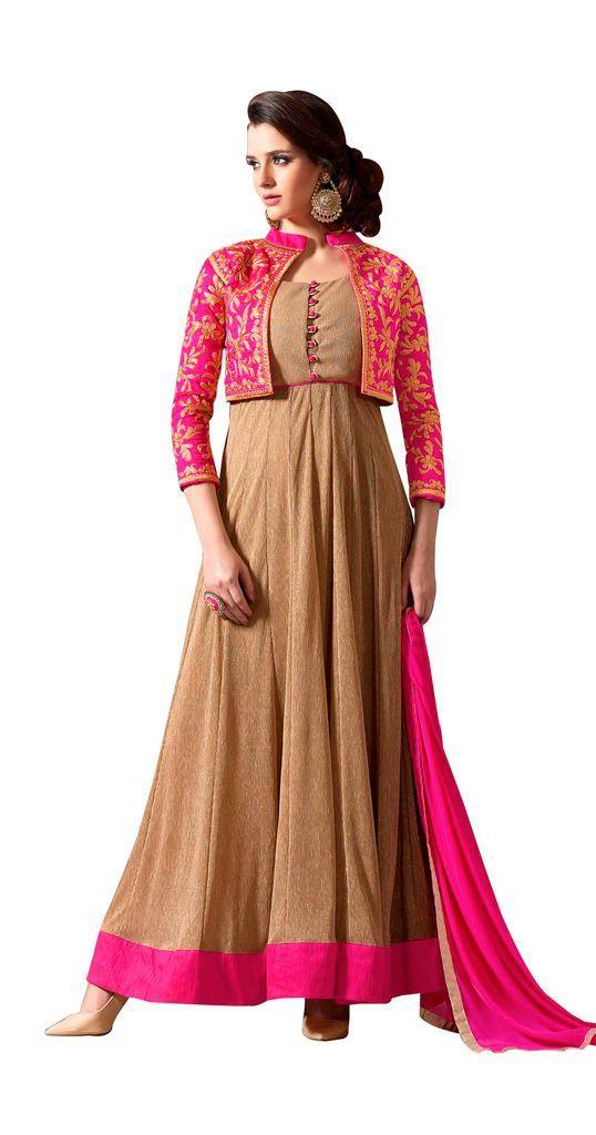 Designer Brown Georgette Embroidered Dress Material With Nazmeen Dupatta M10027-Anvi Creations-Salwar Kameez