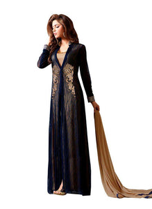 Designer Blue Georgette Embroidered Dress Material With Nazmeen Dupatta M10030-Anvi Creations-Salwar Kameez