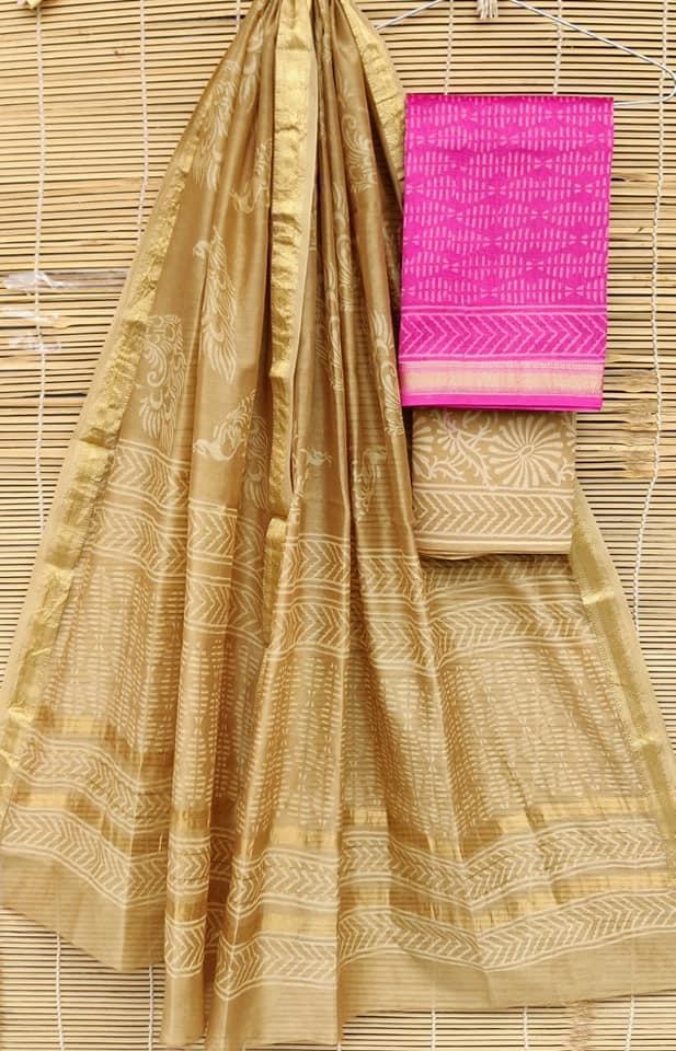 Exclusive Pink Beige Maheshwari Silk Salwar Kameez Dress Material MB07-Anvi Creations-Maheshwari Silk Suit