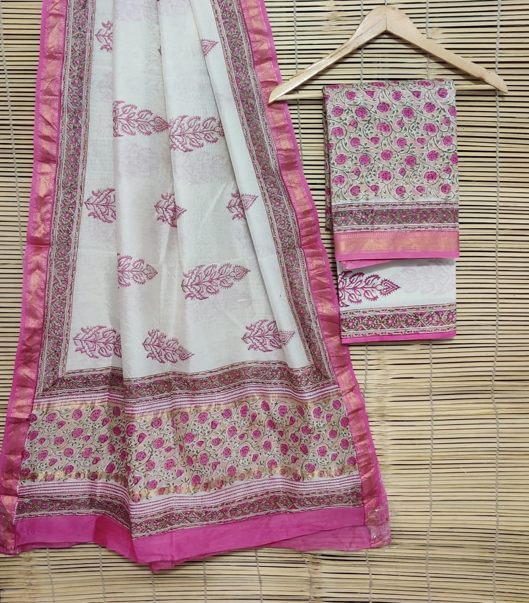 Exclusive Pink Maheshwari Silk Salwar Kameez Dress Material MB14 - Ethnic's By Anvi Creations