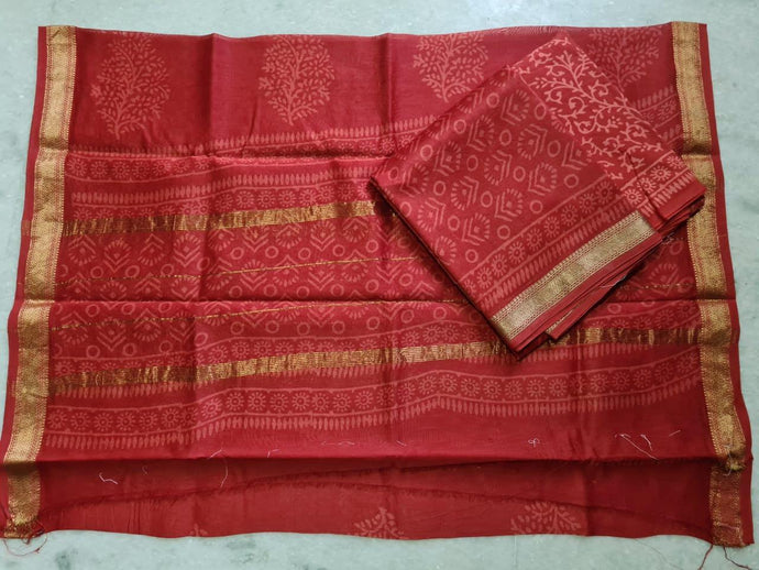 Exclusive Red Maheshwari Silk Salwar Kameez Dress Material MB26 - Ethnic's By Anvi Creations