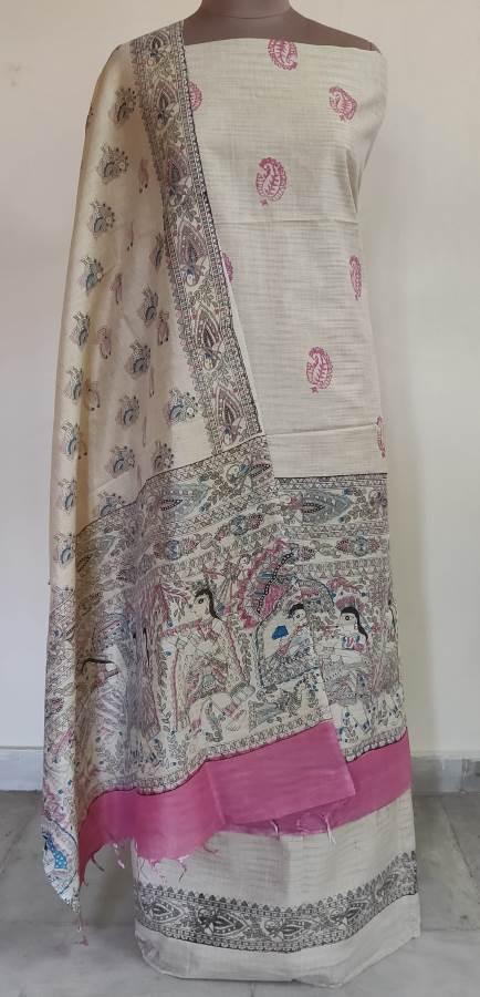 Off White Madhubani Print Cotton Suit MD12 - Ethnic's By Anvi Creations