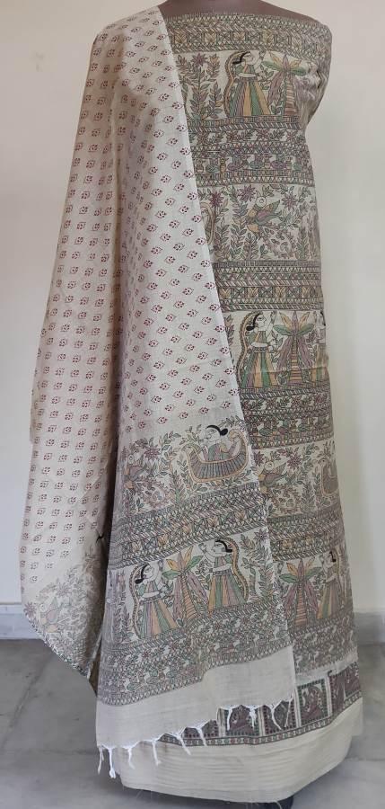 Off White Madhubani Print Cotton Suit MD24 - Ethnic's By Anvi Creations