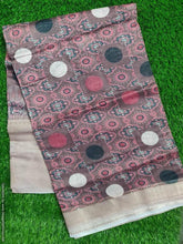 Charger l&#39;image dans la galerie, Designer Jacquard Border Printed Soft Linen Cotton Saree MN105 - Ethnic&#39;s By Anvi Creations