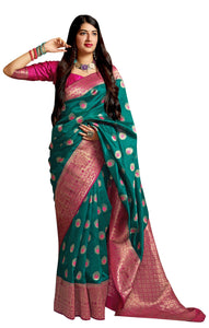 Designer Turquoise Green Weaven Pure Silk Saree MAN1308-Anvi Creations-Pure Silk Saree,Silk Saree