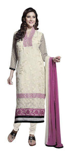 Off White Georgette Straight Cut Dress Material Moh3003-Anvi Creations-Salwar Kameez