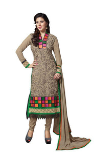 Ash Grey Georgette Straight Cut Dress Material Moh3006-Anvi Creations-Salwar Kameez