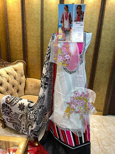 Designer Pakistani Replica Muzlin White Pink Cambric Cotton Dress Material M1004-Anvi Creations-Dress Material