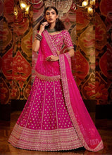 Load image into Gallery viewer, Semi Stitched Rani Pink Raw Silk Bridal Partywear Lehenga Choli NAK5181 - Ethnic&#39;s By Anvi Creations