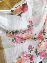 Load image into Gallery viewer, Designer Off white Floral Printed Linen Silk Saree ND03-Anvi Creations-Handloom saree