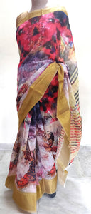 Designer Multi Digital Printed Linen Silk Saree ND04-Anvi Creations-Handloom saree,Linen Saree
