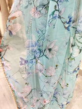 Charger l&#39;image dans la galerie, Designer Faux Georgette Turquoise Pearl Lacer Saree ND08-Anvi Creations-Lehariya Saree,Teej saree
