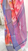 Load image into Gallery viewer, Designer Orange Multi Digital Printed Linen Cotton Saree ND11-Anvi Creations-Handloom saree,Linen Saree