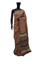 Load image into Gallery viewer, Exclusive Bagru Hand Block Printed Maroon Cotton Saree NV10-Anvi Creations-Handloom