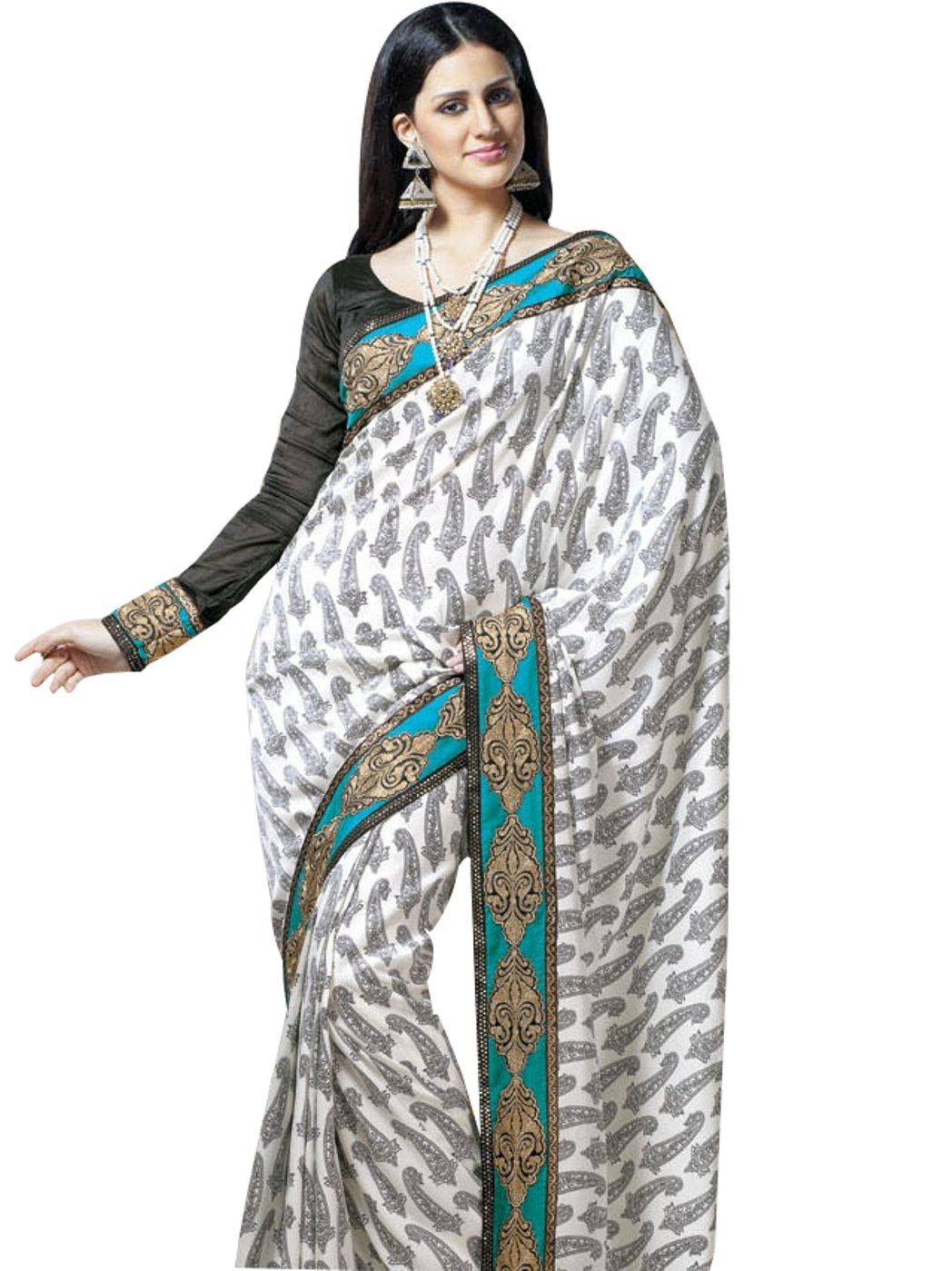 Designer White Dupion Silk Embroidered Saree SC1513-Anvi Creations-Designer Saree