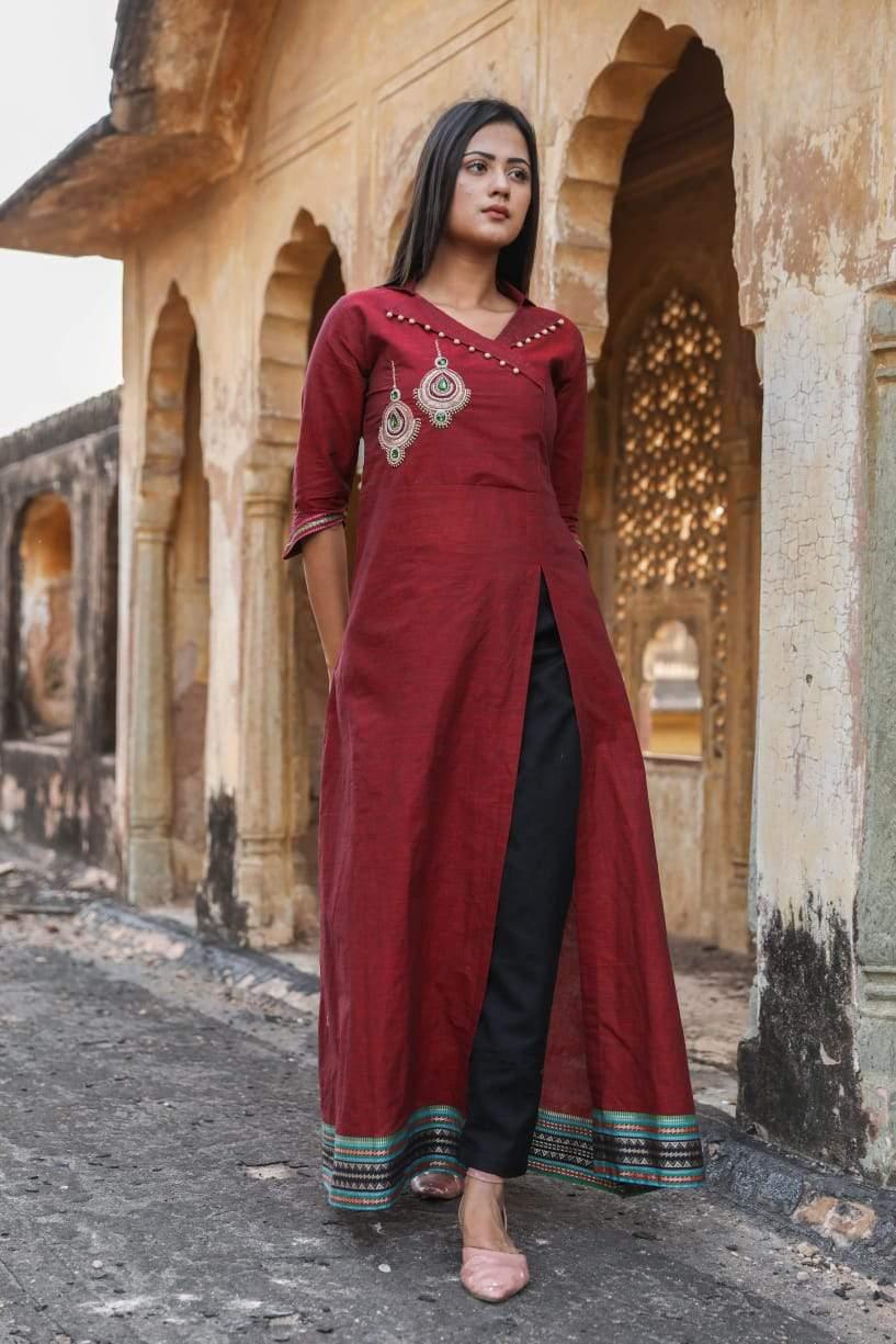 Buy Kurta Trouser Set Pink and Yoke Design Kurta With Palazzo Online in  India  Etsy
