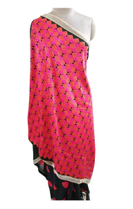 Black Georgette Saree with Phulakari Embroidery PHS94-Anvi Creations-Phulkari Saree