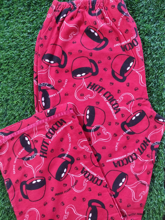 Red Winter Wear Flannel Lounge Pant Pajama PJ02 - Ethnic's By Anvi Creations