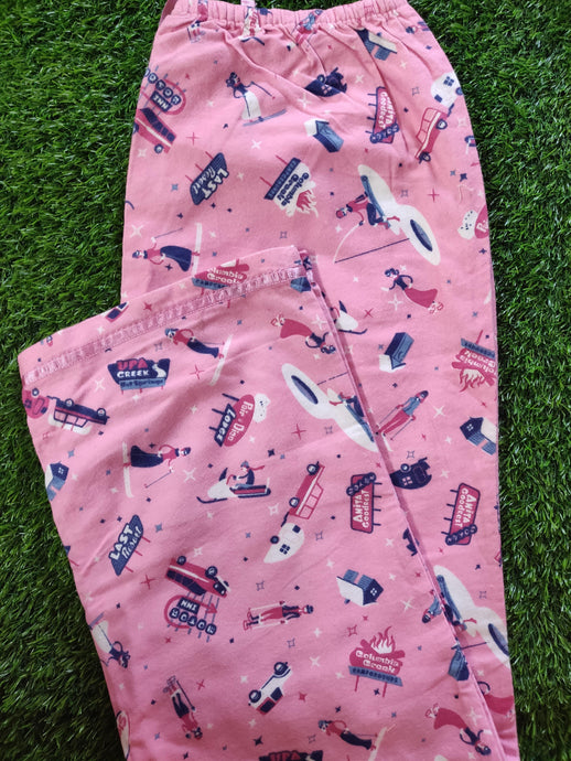 Pink Winter Wear Flannel Lounge Pant Pajama PJ04 - Ethnic's By Anvi Creations