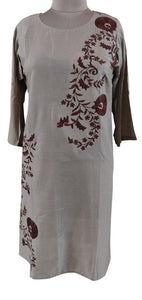 Semi Stitched Light Brown Pakistani Embroidered Kurti Kurta PK08-Anvi Creations-Pakistani Kurti