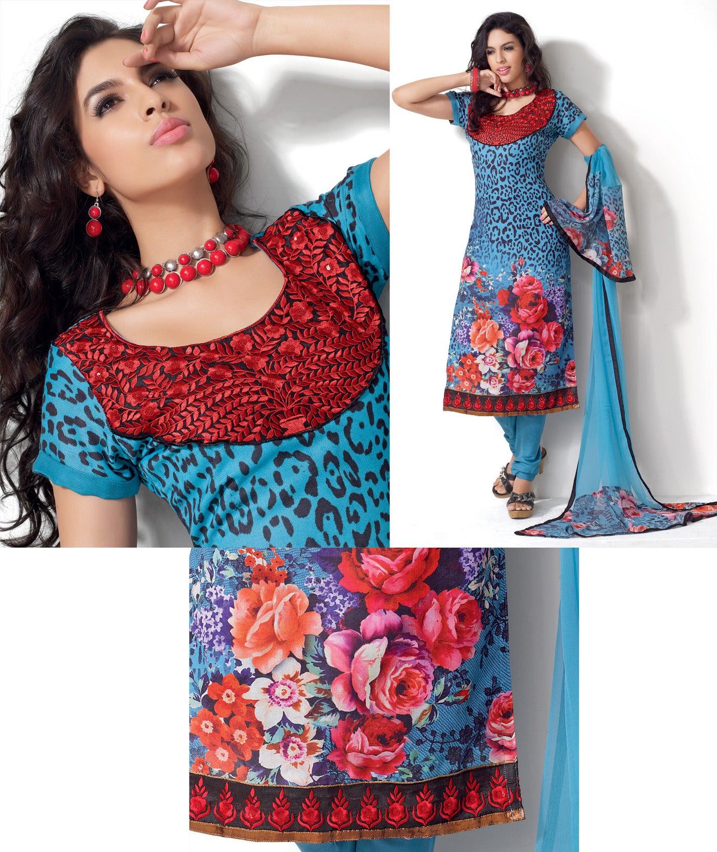 Blue Pashmina Embroidered Dress Material PHM2A-Anvi Creations-Pashmina Dress Material