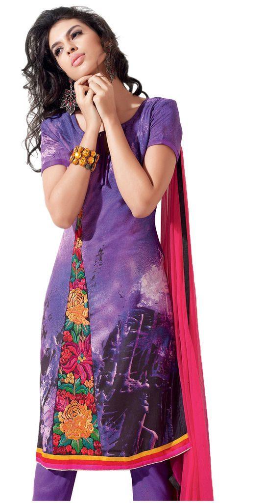 Purple Pashmina Embroidered Dress Material PHM4A-Anvi Creations-Pashmina Dress Material