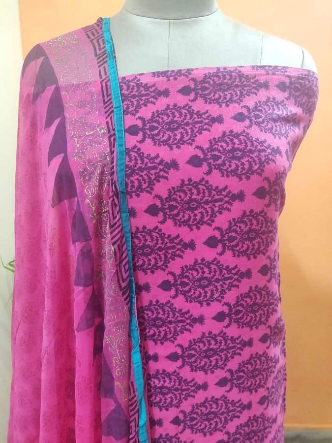 Purplish Pink Pashmina Embroidered Dress Material PHM5A-Anvi Creations-Pashmina Dress Material