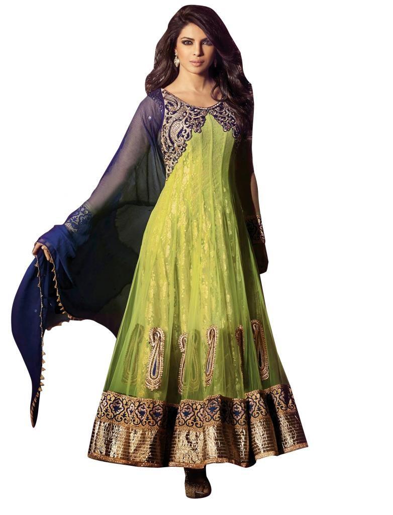 Priyanka Chopra Exclusive Green Anarkali SC5031-Anvi Creations-Salwar Kameez