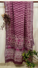Charger l&#39;image dans la galerie, Onion Pink Linen Cotton Hand Block Printed Saree RF02 - Ethnic&#39;s By Anvi Creations