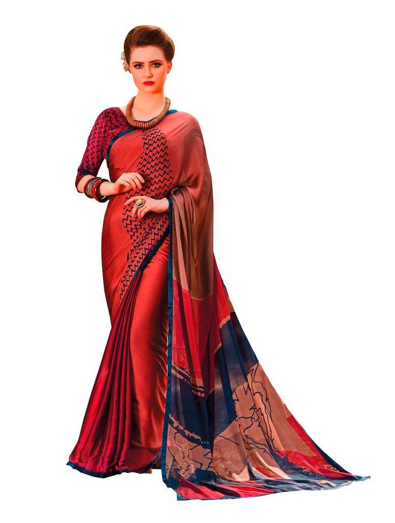 Maroon Georgette Printed Saree RV02-Anvi Creations-Printed saree