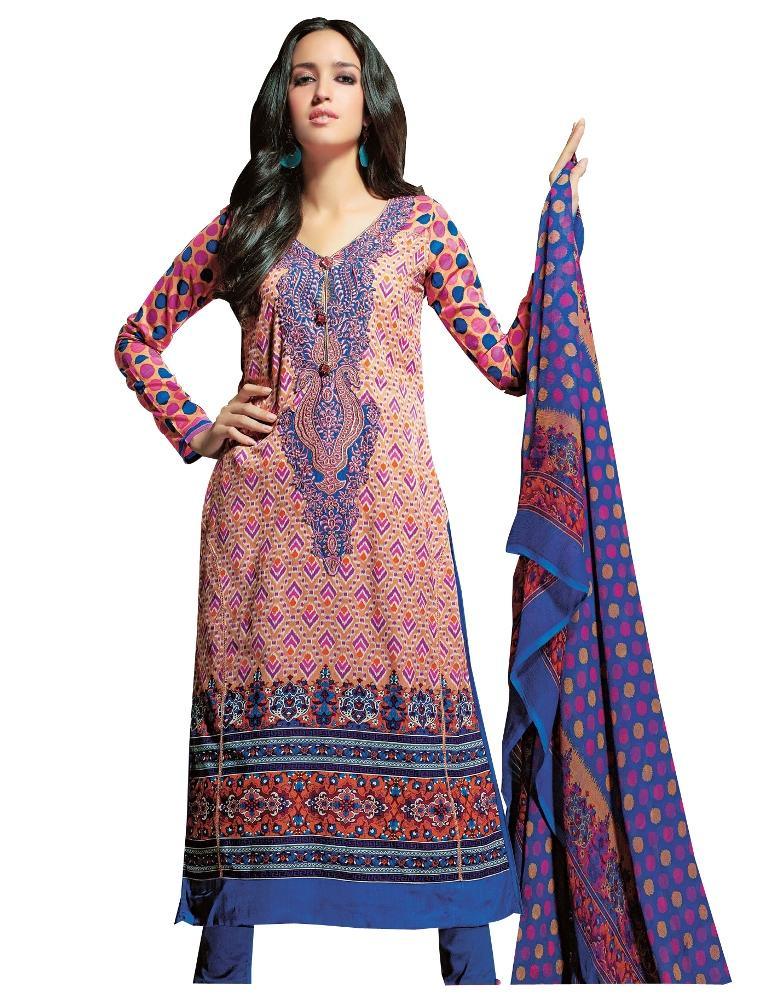 Resham Yoke Embroidered Printed Cotton Dress Material SC2734-Anvi Creations-Salwar Kameez